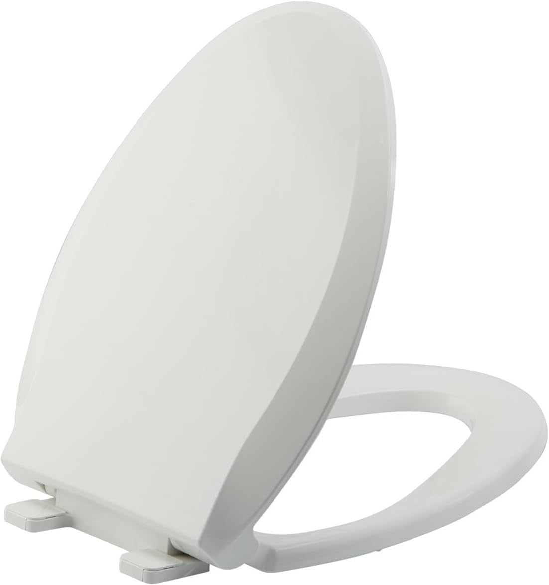 Elongated Toilet Seat Slow Close, Quiet Toilet Seat Cover with Never Loosen Durable Toilet Seat Lid Easy to Install & Clean, Polypropylene (PP), White
