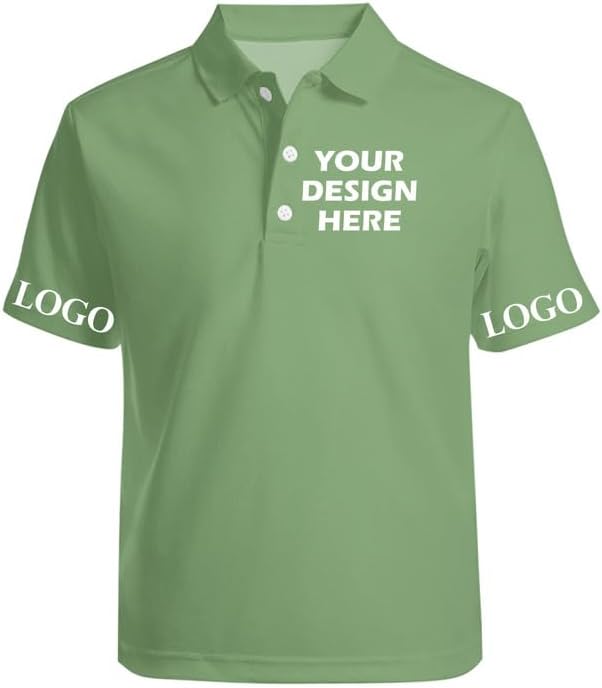 Custom Polo Shirts for Men Adult Add Your Text/Logo/Photo Personalised Printed Womens Polo Shirt Ideal for Workwear Office Casual Golf T Shirt Black Polos