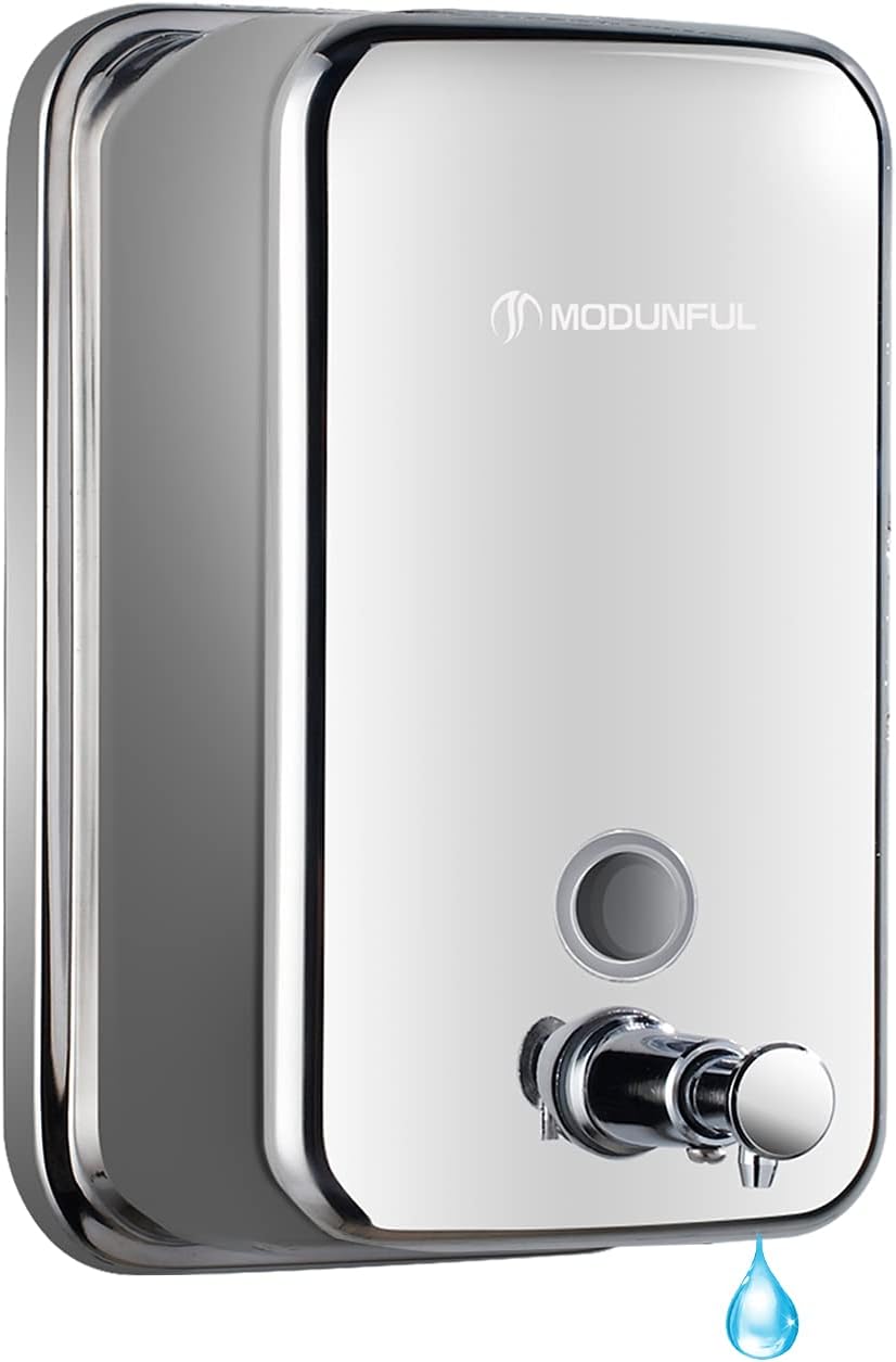 modunful Stainless Steel Soap Dispenser, 800ML Wall Mounted, Hand Sanitizer Unit for Commercial and Household Use