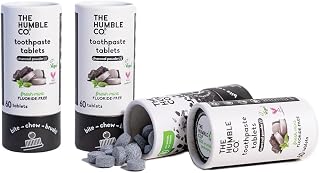The Humble Co. Charcoal Powder Toothpaste Tablets Fluoride-Free, 3pk - Anticavity, Fluoride Free Toothpaste Dental Tablets with Natural Ingredients, Dentist Developed Formula (Charcoal, 3 Pk)