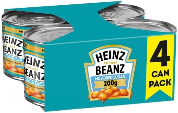 Baked Beans No Added Sugar in a Rich Tomato Sauce Great Value Pack 4x200g "Deliciousness that brings a smile" Gift Hamper Treat For All Occasions