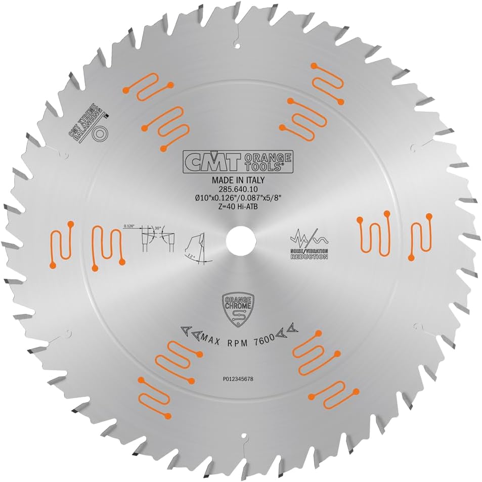 CMT Orange Tools 285.640.10 - Fine Finishing Saw Blade HW D=10 B=5/8 Z40 K=0.126 P=0.087 a=12