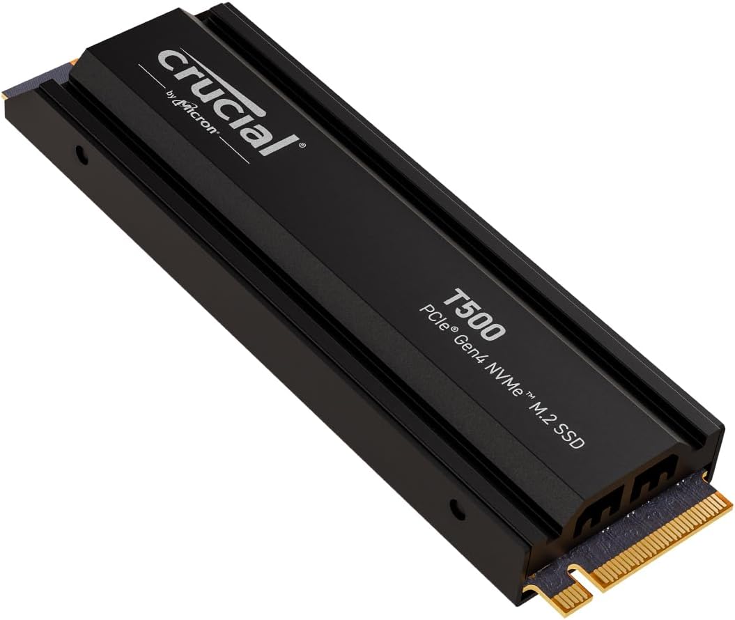 Crucial T500 2TB SSD PCIe Gen4 NVMe M.2 with Heatsink, Up to 7400MB/s, Compatible with PlayStation 5, TLC NAND, Desktop PC, Solid State Drive - CT2000T500SSD5