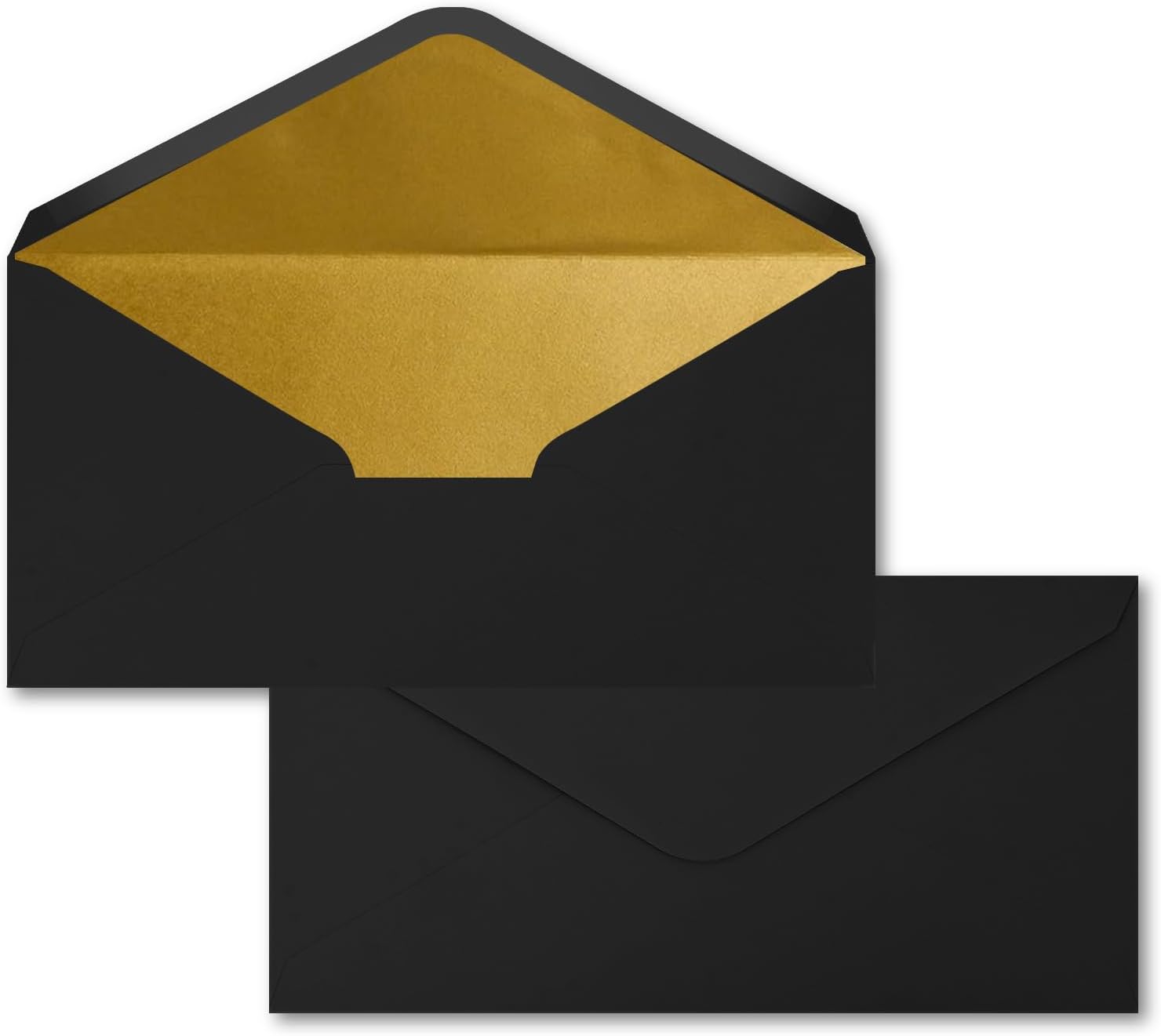 AMFUN 30 Pack Invitation Envelopes with Gold Lined, Diamond Gummed Self Seal Envelope, Gift Card Enveloped, Premium Envelope for Weddings, Business,Invitation, Greeting Cards, 220mm*110mm (Black)