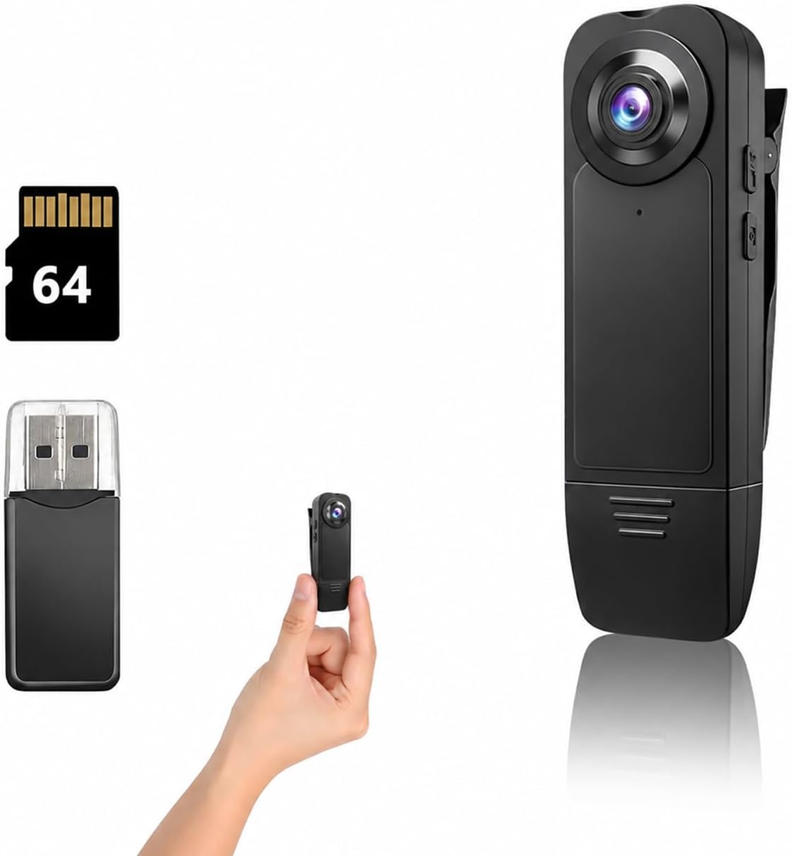 kaysunlink Upgraded Mini Body Camera 1080P Police Body Camera 64GB Memory Card, Night Vision, Body Worn Cam,Premium Portable, Wearable Patrol Video Recording Camcorder (64GB)
