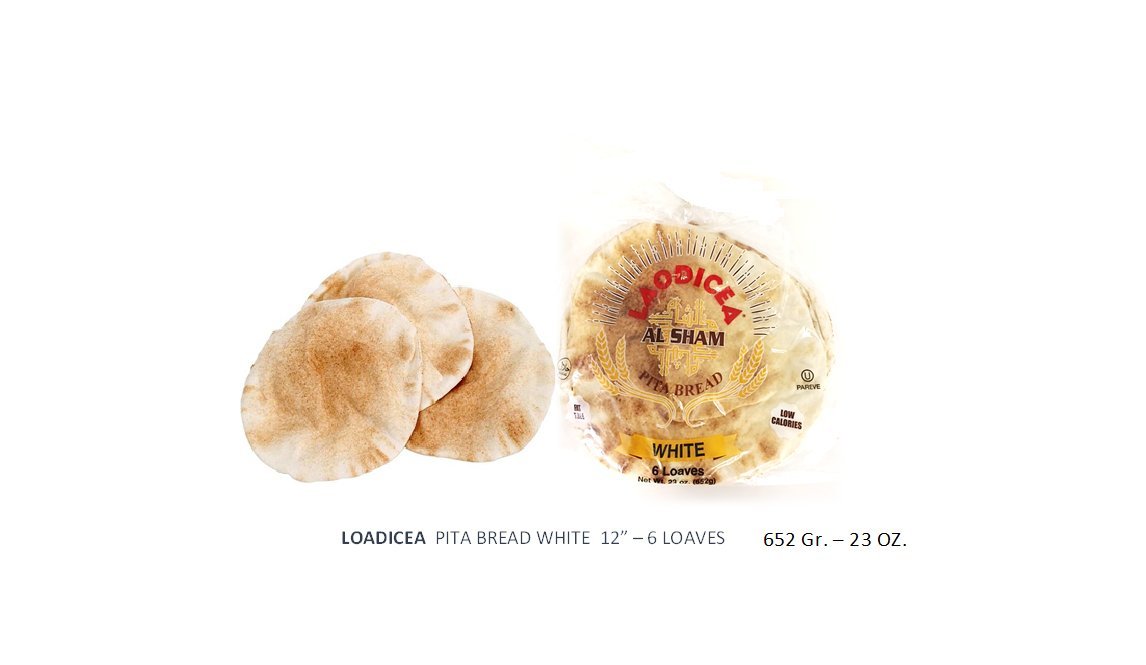 Pita Bread - White 12" loaves - 6 bags - 6 loaves per bag (SHIP ON FRIDAYS)