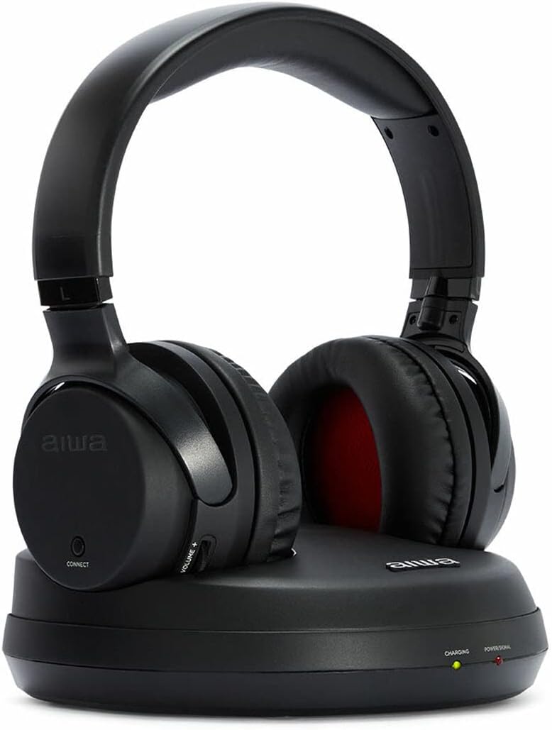 AIWA WHF-930D Wireless RF Headphones with Charing Dock (100m distance) Black EU