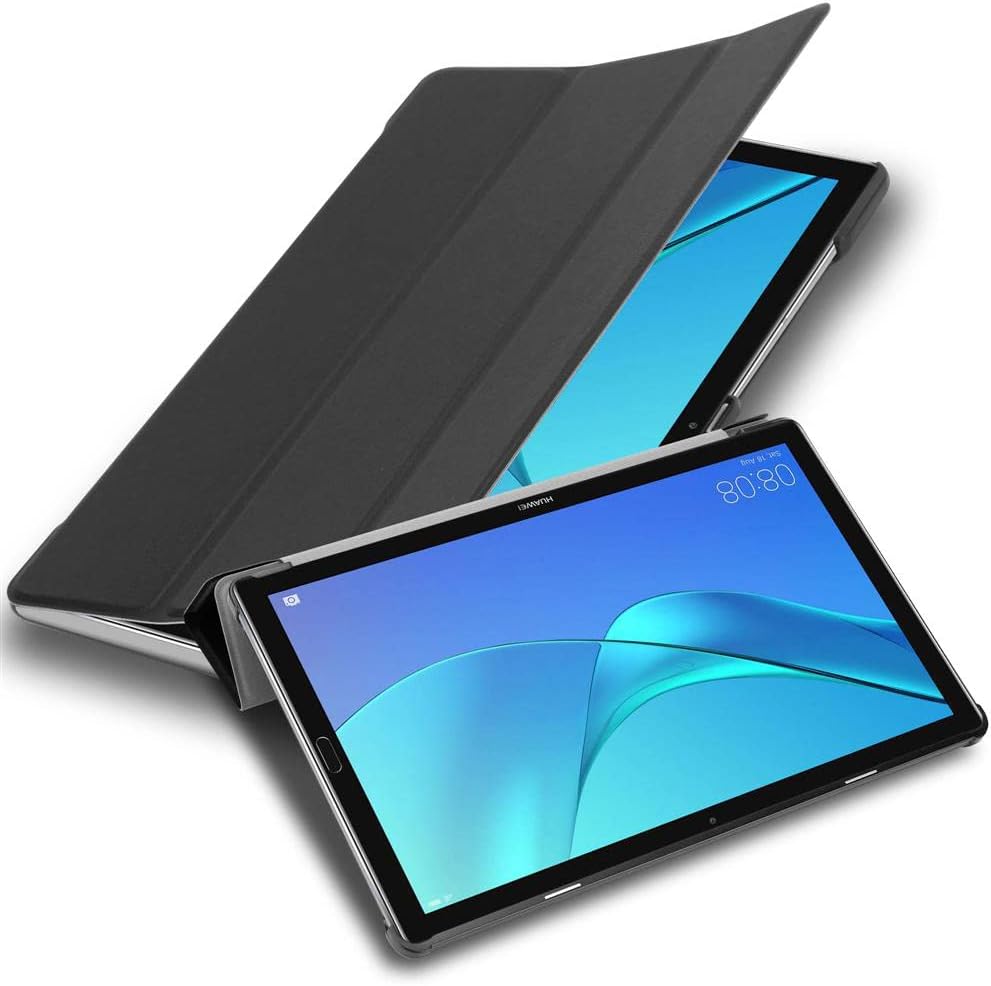 Cadorabo Tablet Case works with Huawei MediaPad M5 / M5 PRO (10.8" Zoll) in SATIN BLACK – Ultra Thin Book Style Protection Cover made of Faux Leather WITH Auto Wake Up with Stand Function