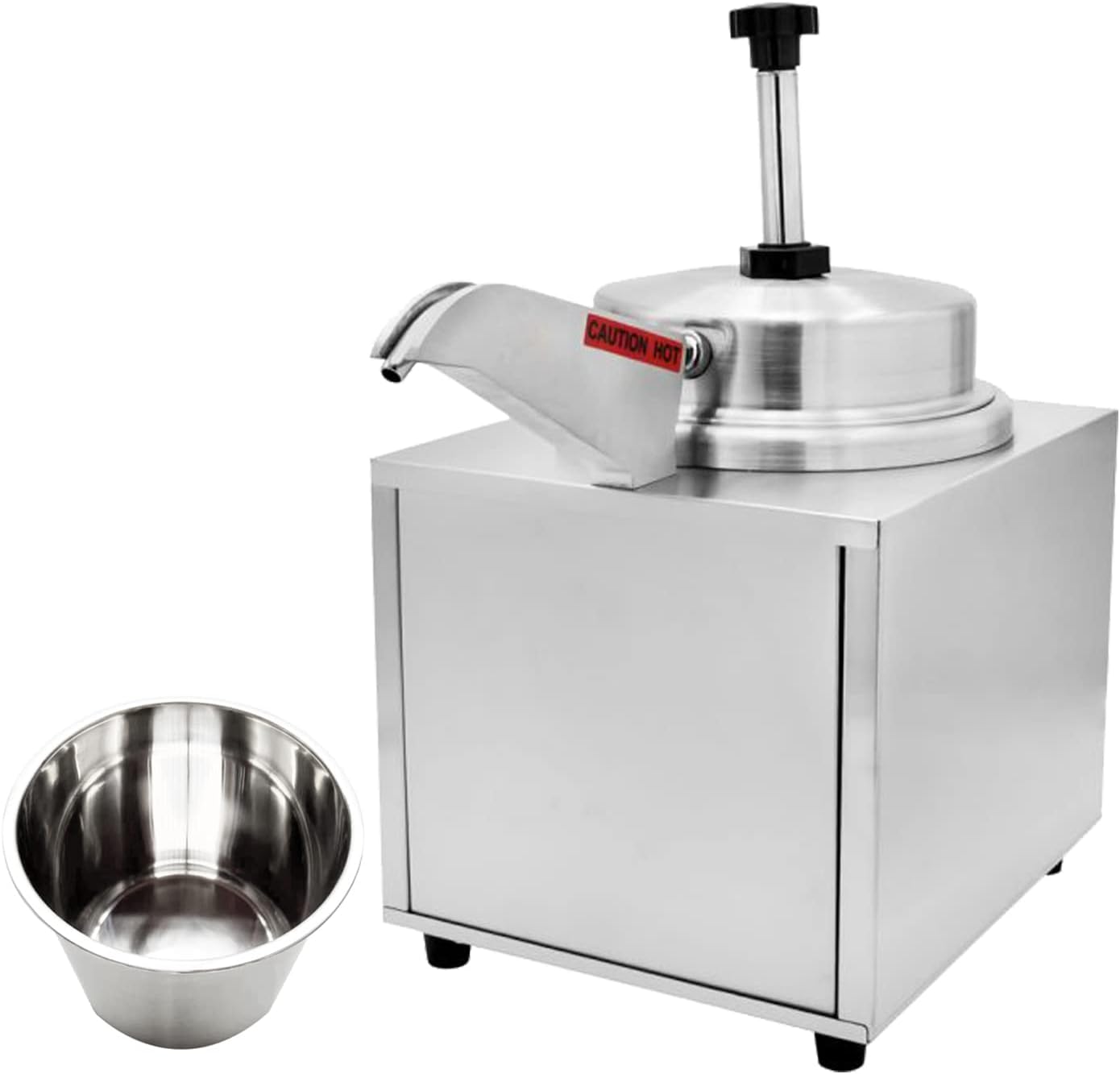 Nacho Cheese Warmer with Heated Spout and Pump Electric Hot Fudge Dispenser Caramel Butter Sauce Warmer 3.5 Quart Capacity Commerical (Silver(110V))