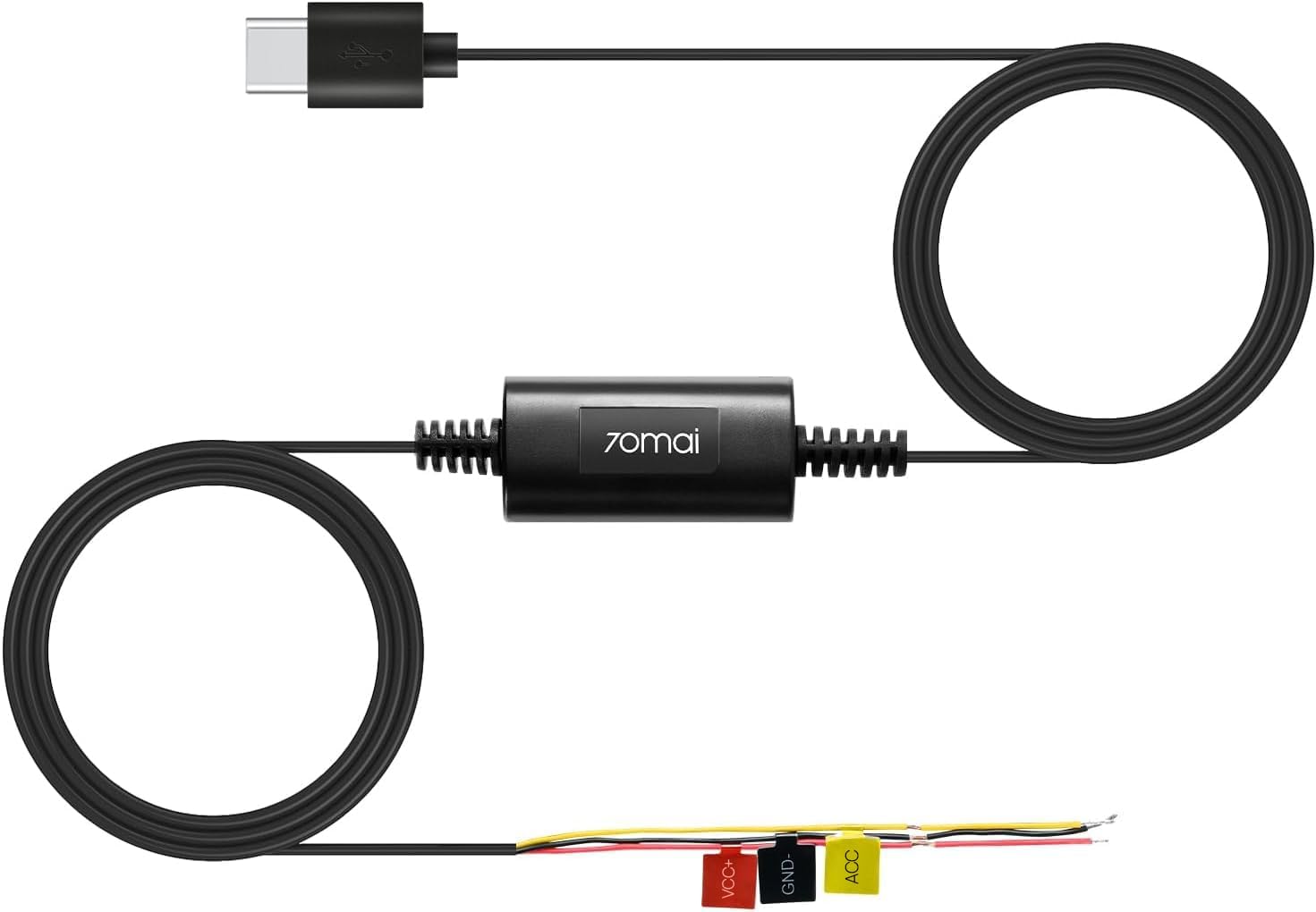 70mai Hardwire Kit UP03, 10ft Type-C Dash Cams, 12V-30V to 5V/2.4A, Low Voltage Protection 11.8V, 24 Hour Parking Surveillance Power Supply for M200/M310/M500/A510/A500S/A810/X800 Car Cameras