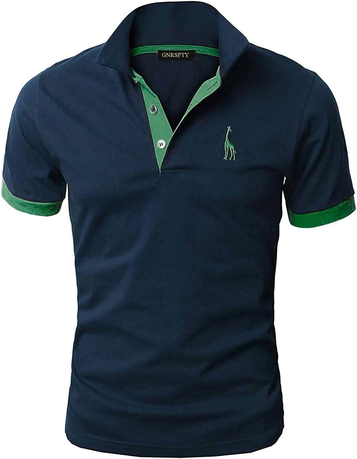 GNRSPTY Mens Short Sleeve Polo Shirts Classic Giraffe Embroidery Golf Tennis T-Shirt