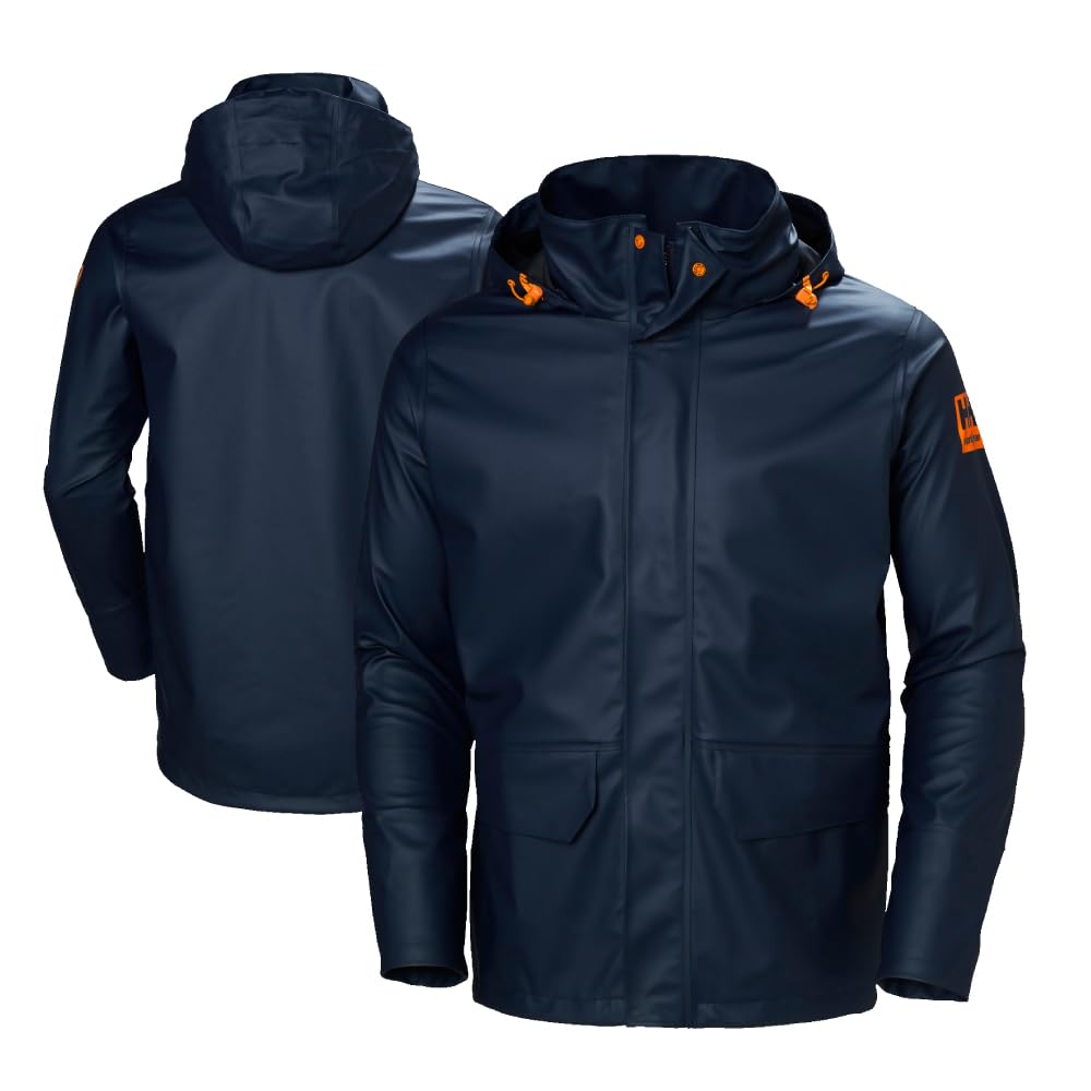 Helly Hansen Workwear Men's Gale Waterproof Rain Jacket, Navy, XL