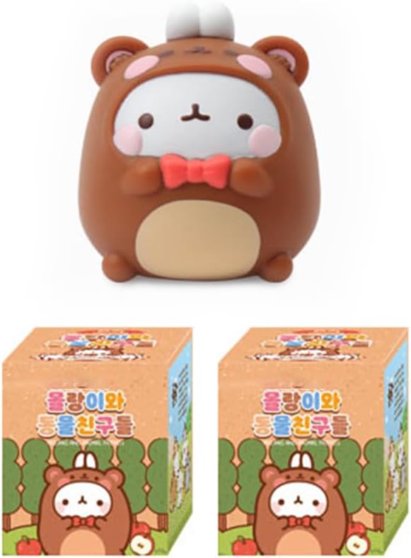 Aven Rabbit MOLANG And Animal Friends Series Blind Box Action Figures Mystery Box Cute Random Toys Birthday Gift Christmas Collectible Toy for Desktop Ornaments, (2 Pack)
