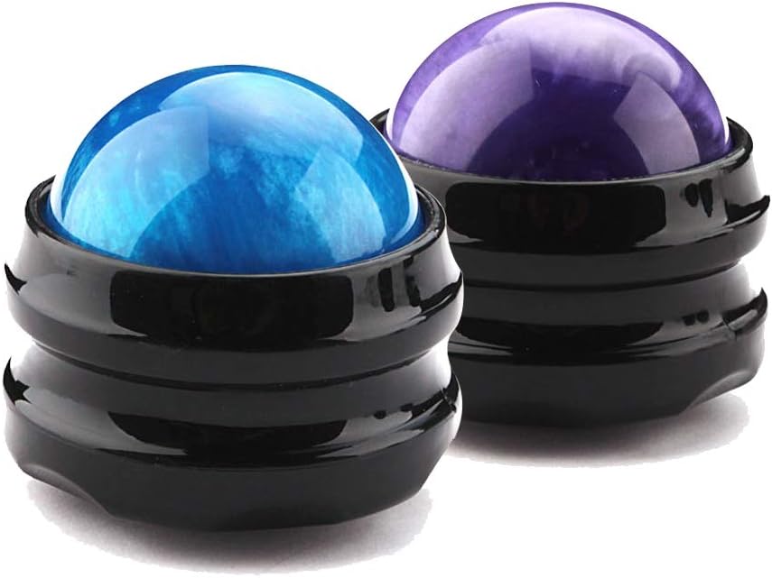 Massage Roller Ball,2-Pack Handheld Massage Therapy and Relax Tool for Sore Muscles,Joint Pain Relief Relaxing,Full Body Deep Tissue Massage(Blue&Purple)