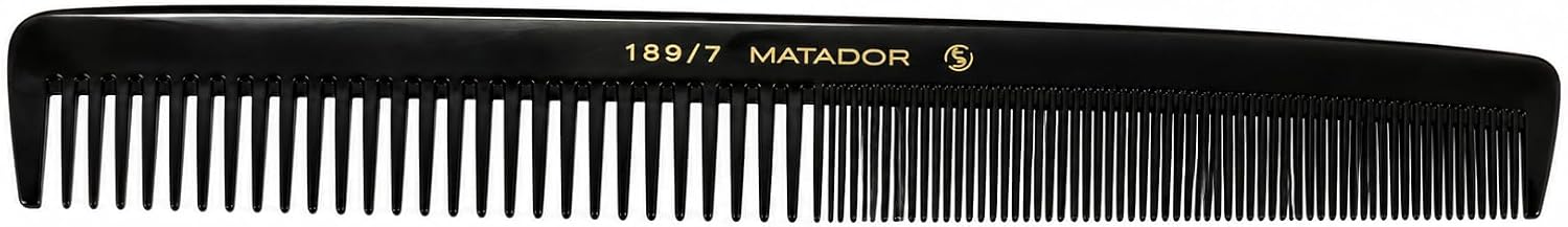 Matador Professional Comb 7 Inch Double Tooth Wide Fine Anti-Static Comb for Hairdressing, Hairdressing, Hair Salon, Scissors Cutting and Hairstyle