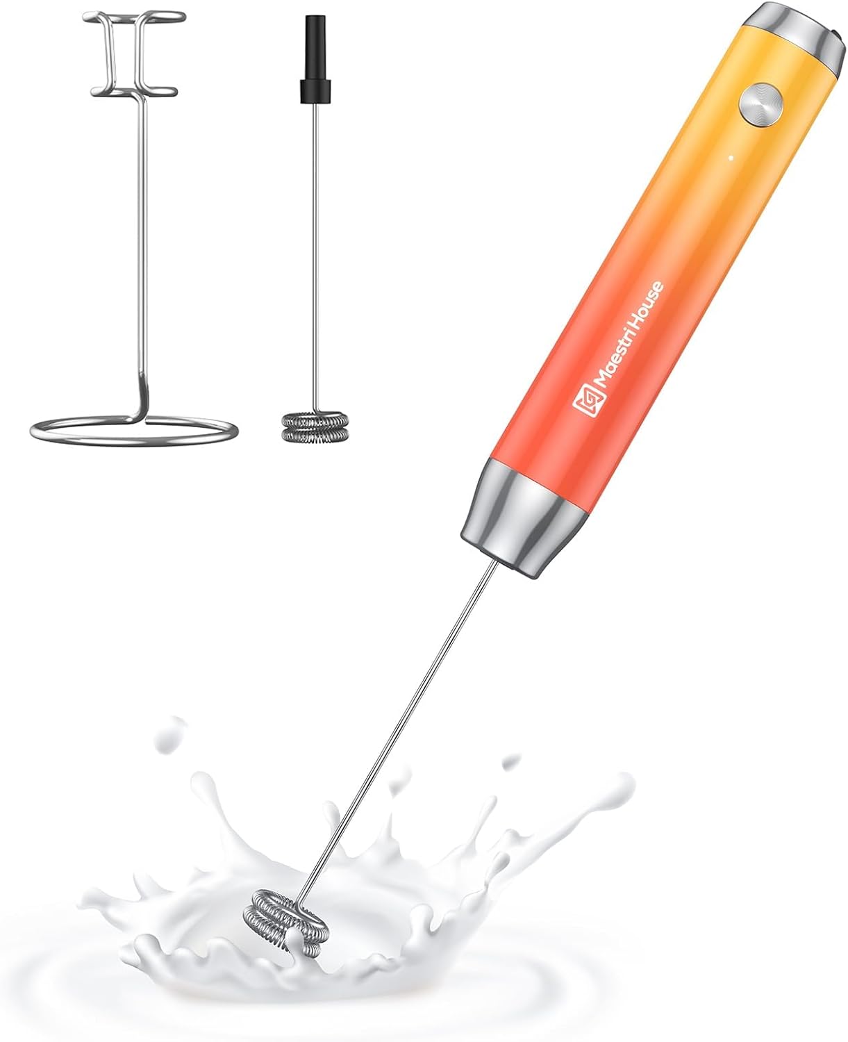 Maestri House LunaFro Rechargeable Milk Frother,Stand & 2 Detachable Whisks
