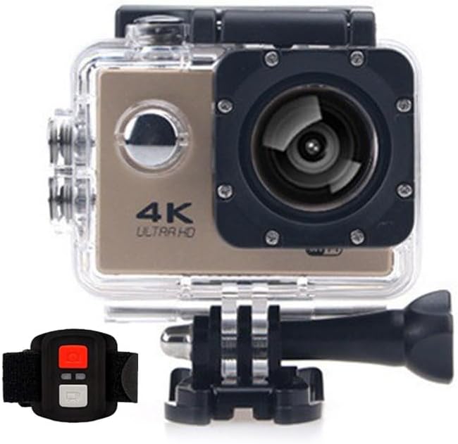 BSLVWG 4K Action Camera 20MP WiFi 30M Waterproof Sports Camera Underwater Camera for Vlog With Ultra HD 170°Wide-Angle 2.4G Remote Control Anti-Shake 2.0'' LCD Screen with Accessories Kit (Gold)