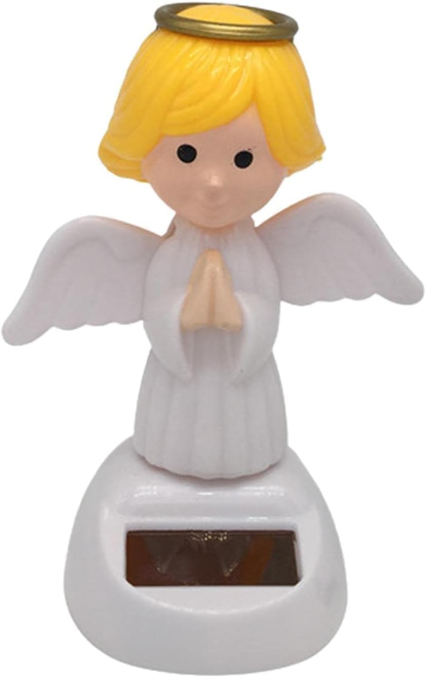 Yellow Solar Powered Bobble Head Toy - Cute Solar Angel Bobble Shaking Head Dancing Figure - Desktop Ornaments, Statues, Bobbleheads