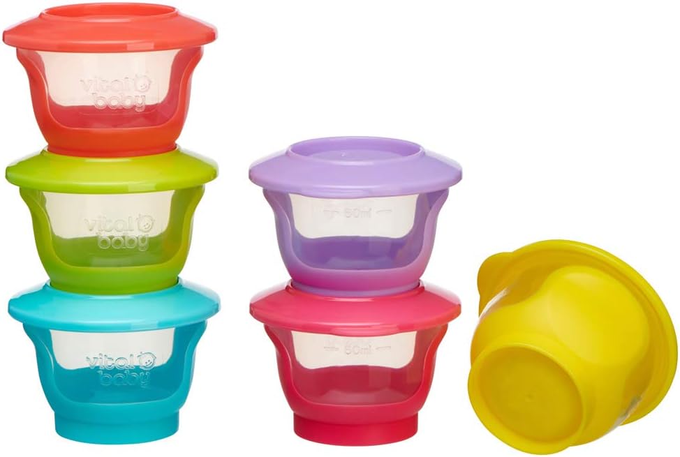 Vital Baby Store & Wean Baby Food Pots 60ml, 6 Pack | Leakproof, Stackable