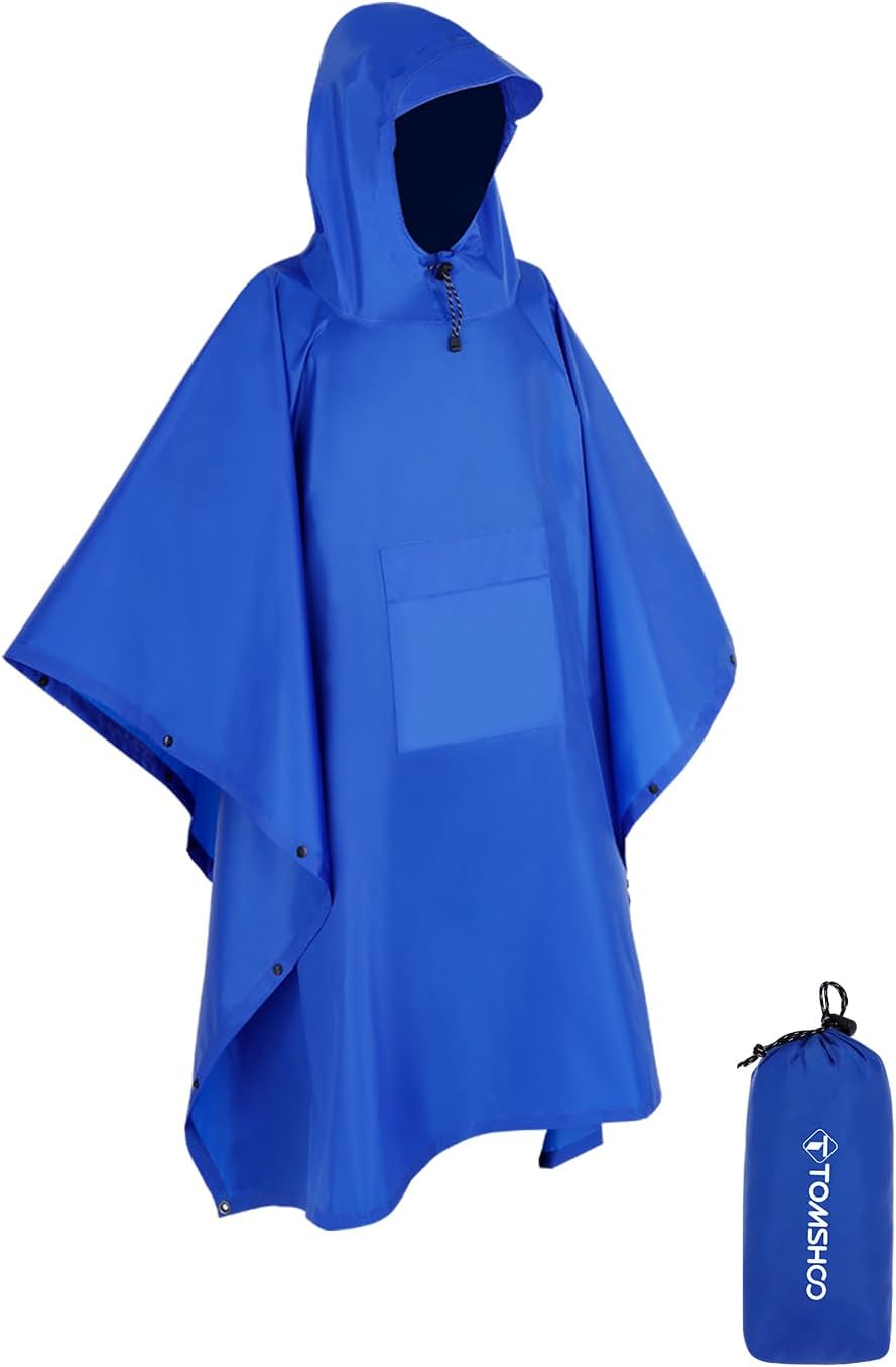 TOMSHOO Rain Poncho, Raincoat, Waterproof Camping Tent, Tarpaulin, 3-in-1 Multifunctional rain Cover for Hunting, Camping, Hiking and Cycling