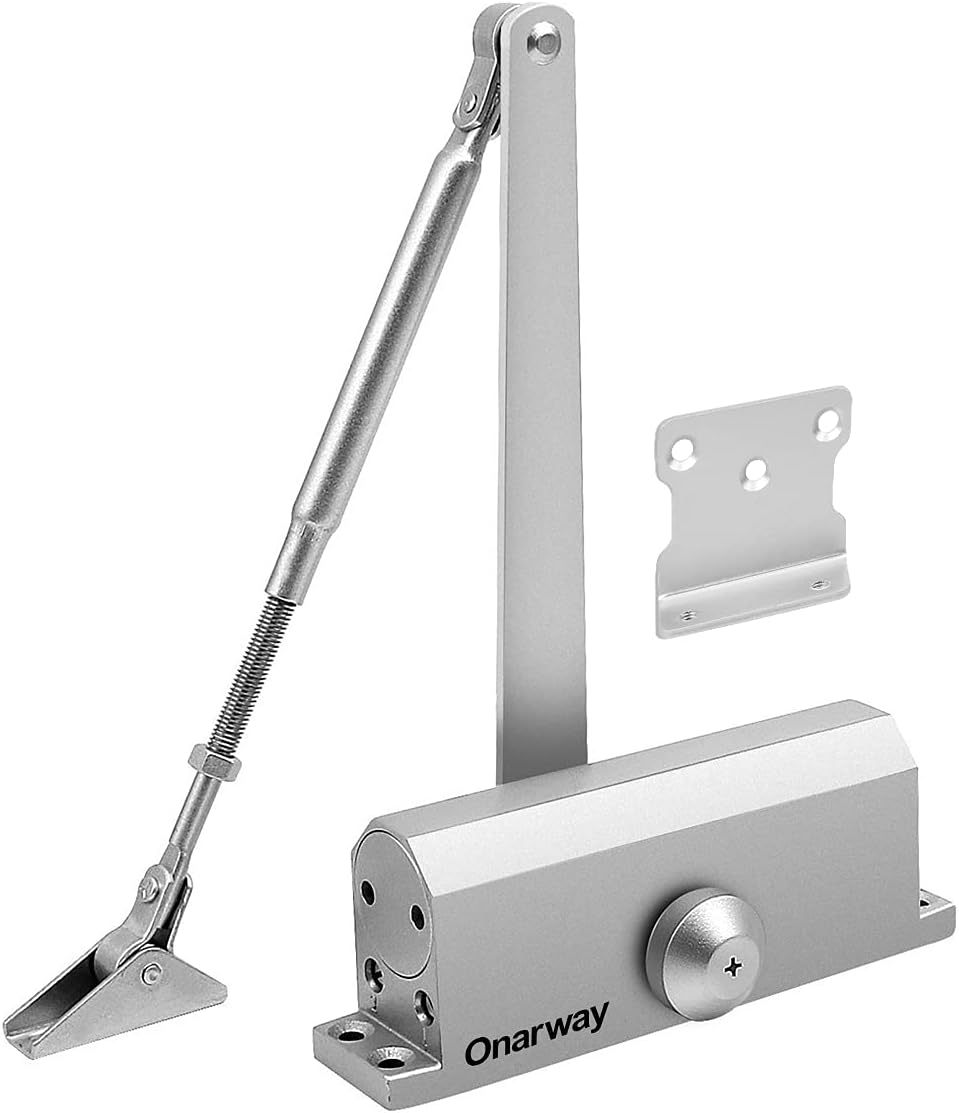 Onarway Automatic Door Closer Adjustable Spring Hydraulic Door Closure, Aluminum Alloy, Commercial Grade or Home Use for Door Weights 47~62kg, EN1154 Certification