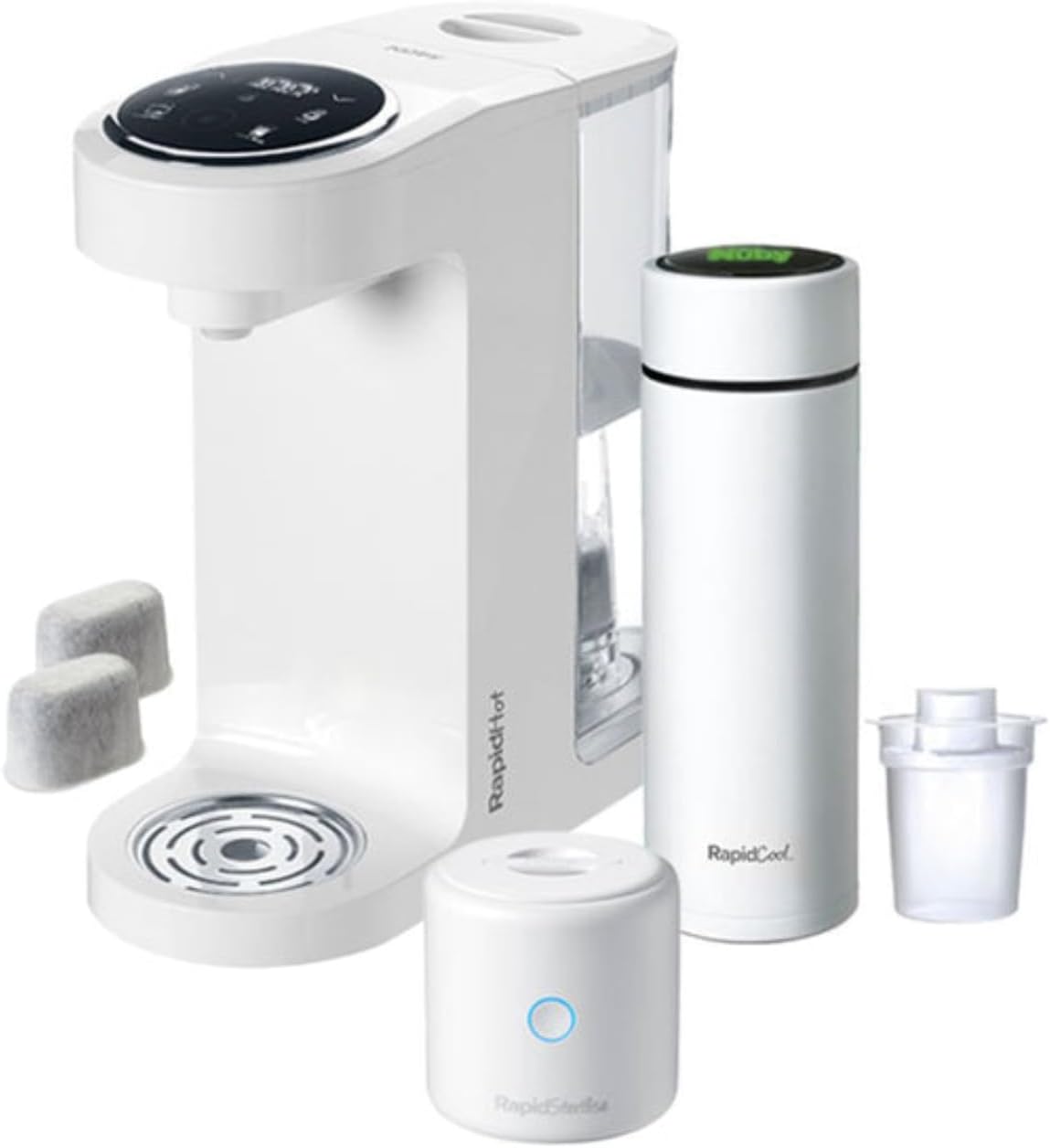 Nuby Rapid Formula Making Kit – Includes RapidCool, RapidSterilise & RapidHot - Instant Boiling Water | UV Steriliser | Portable Bottle Making Kit (White)