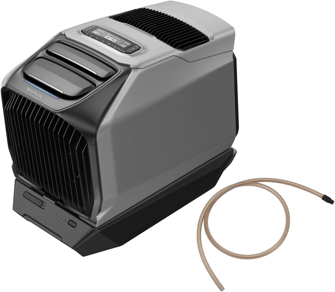 EF ECOFLOW WAVE 3 Portable Air Conditioner with Add-on Battery & Drain Pipe | 1800W/6100 BTU Cooling and 2000W/6800 BTU Heating, 1000W Fast Charging in 75 mins, 8H Wireless Running, APP Control