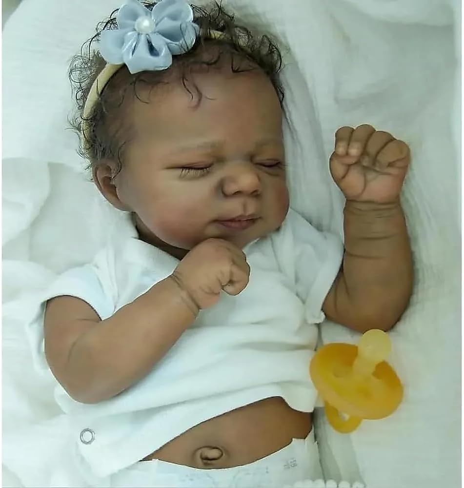 Zero pam 45 CM Black Reborn Baby Dolls Silicone Full Body, Realistic Black Baby Doll Full Silicone Babies,real Life Reborn Dolls Girl, Anatomically Correct Nebown Babies Sleeping
