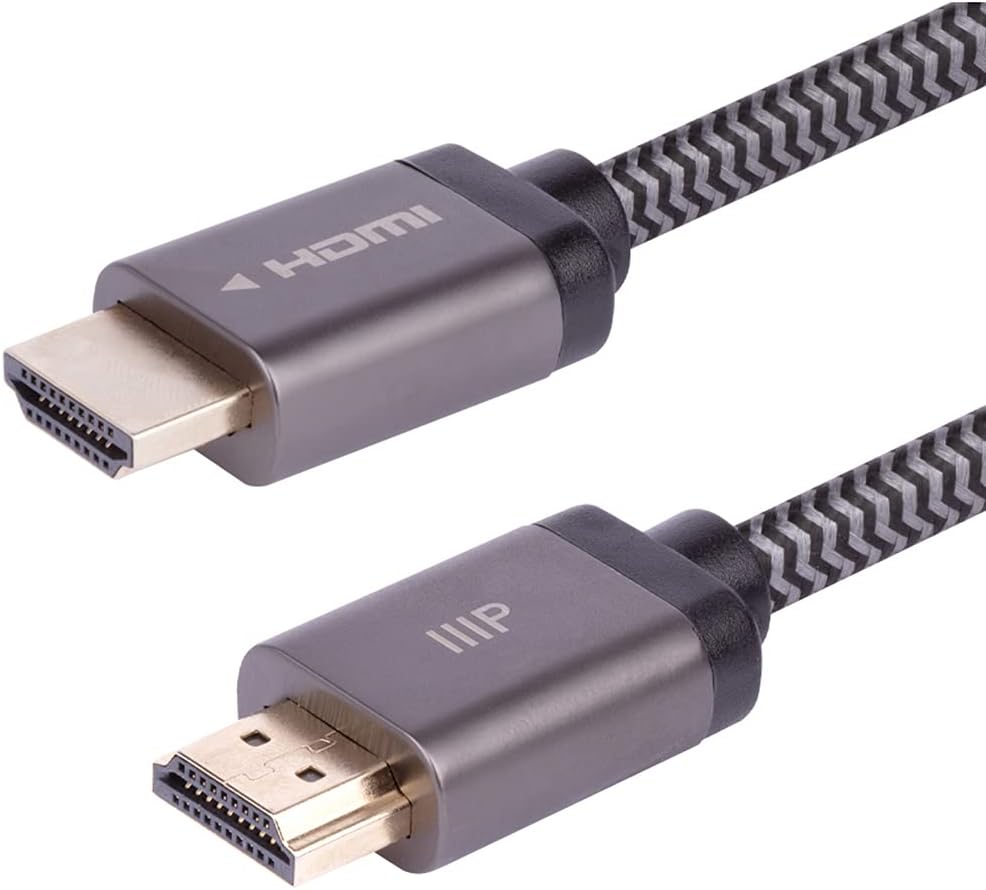 Monoprice 8K Certified Ultra High Speed HDMI Cable - Braided - HDMI 2.1, 8K@60Hz, 4K@120Hz, 48Gbps, HDR, VRR, CL2 In-Wall Rated, 3ft, Black (1 Pack)