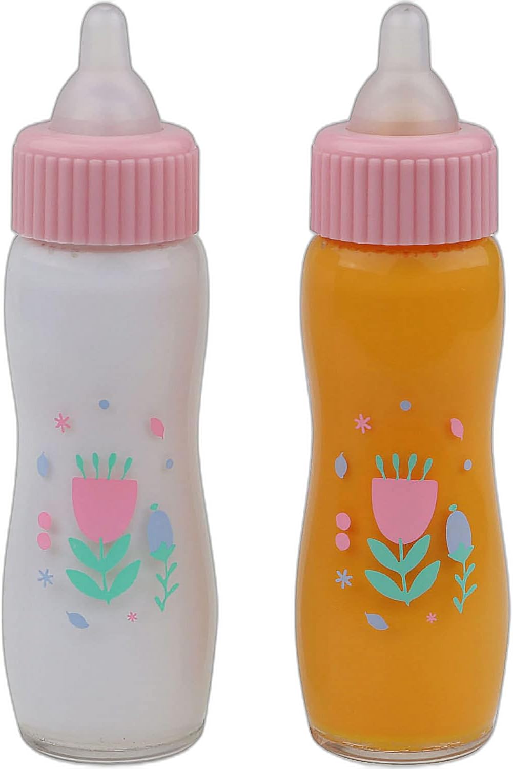 JC Toys Deluxe Disappearing Magic Bottles | Fits All Dolls | Milk and Juice | Butterfly Theme | Ages 2+ , Pink