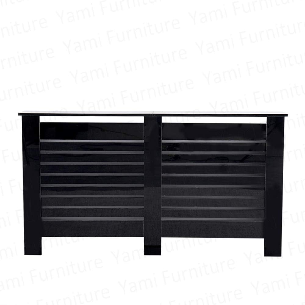 Yaermei Livingroom Kitchen Hallway Classy Highgloss Radiator Covers Decorative Cabinet 3 Colors 4 Sizes Horiz Slat UK Stock (L, Highgloss Black)