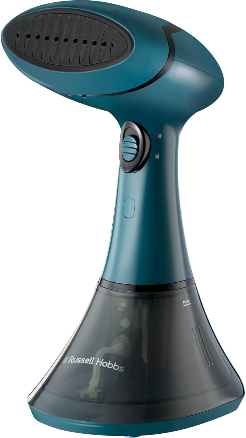 Russell Hobbs Steam Genie Handheld Clothes Steamer, 1600W | Ready to Use in 45 Seconds, 200ml Removable Water Tank, 3 Attachments, 7m Steam Time, Power Indicator, Auto-Off Feature