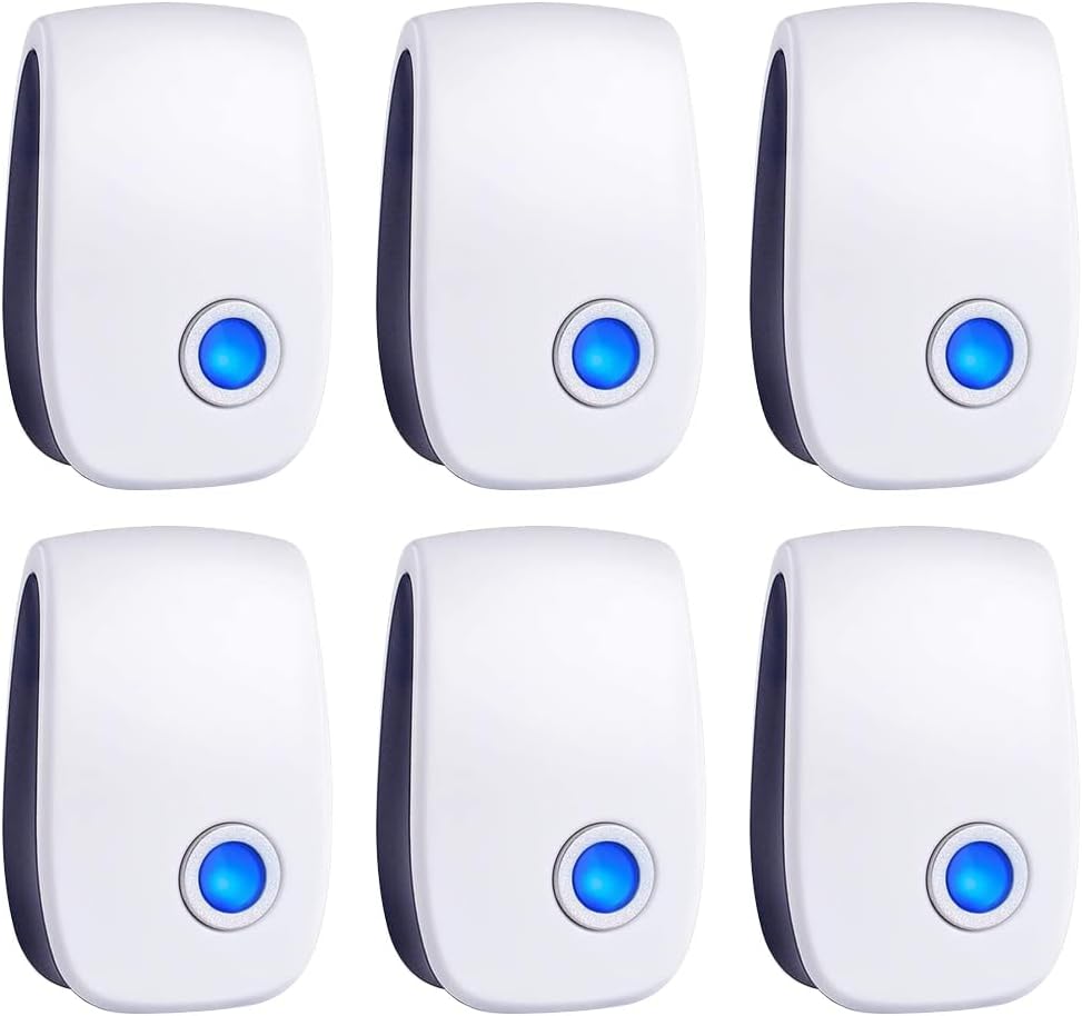 Ultrasonic Pest Control Repeller 6 Packs, Electronic Pest Repellent, Insect Repeller for Bugs, Mouse, Mosquito, Roach, Rodent, Spider, Ant