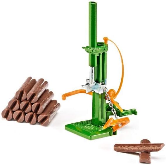 Siku 2468, Wood Splitter, 1:32, Metal/Plastic, Green, Incl. 10 Plastic Tree Trunks