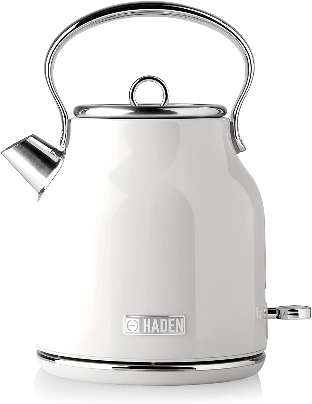 Haden Heritage White Kettle – 1.7L Stylish Retro Stainless Steel Kettle with Rapid Boil Technology, Cordless Design, Perfect for Tea, Coffee, and Everyday Kitchen Use