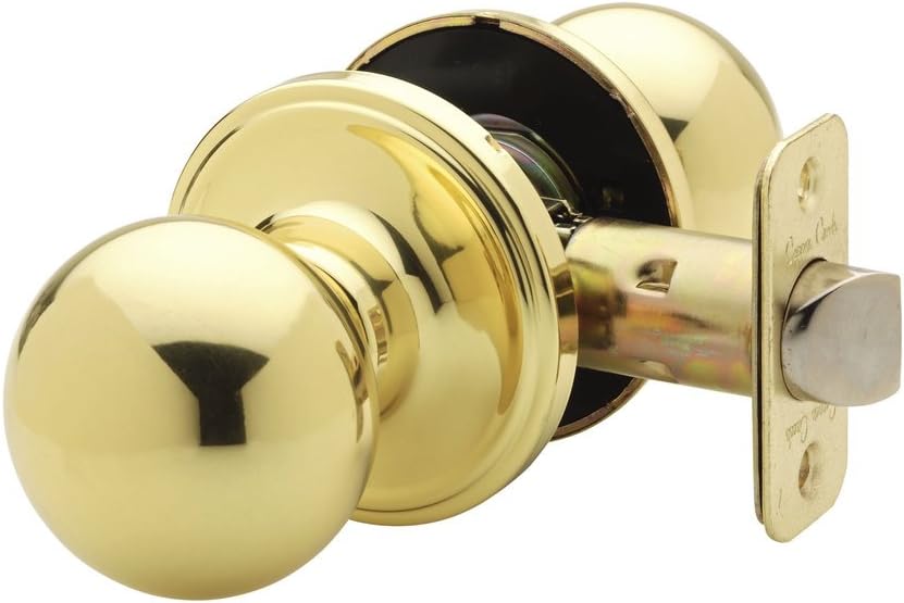 Copper Creek Passage Interior Door Knob – ANSI Grade-3 Certified, Modern Heavy Duty Handle, Easy Install and Reversible for Bedroom, Bathroom & Closets – Polished Brass (1 Pack)