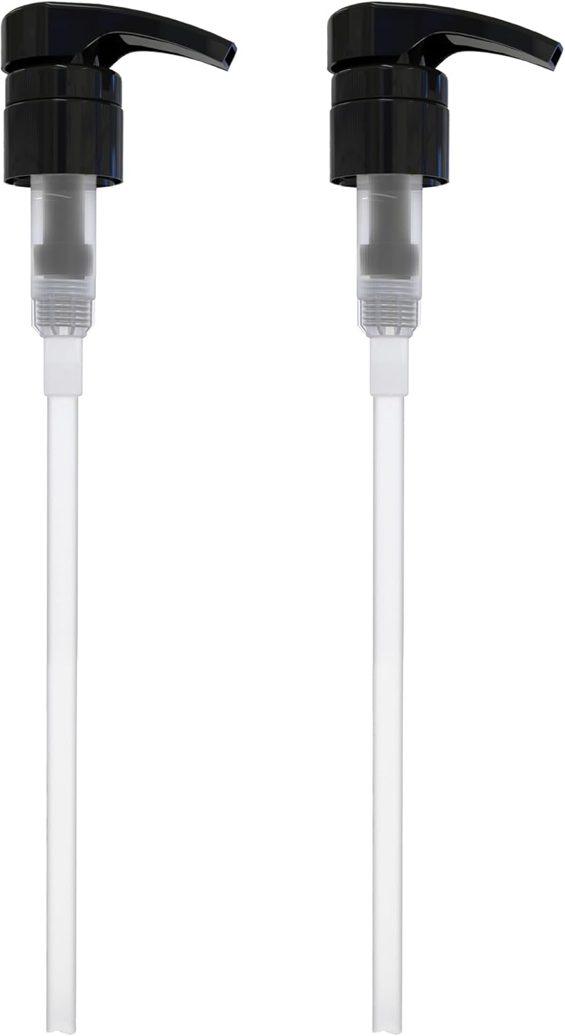 BRIGHTFROM Universal Dispensing Pump, Perfect for Shampoo & Conditioner 1 L (33.8 OZ) - Fits Most Bottles or Any Refillable Bottles from 12oz to 33.8oz with 28/410 Neck Size, Black (Pack of 2)