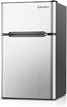 EUHOMY Mini Fridge with Freezer, 3.2 Cu.Ft Compact Refrigerator with freezer, 2 Door Mini Fridge with freezer For Dorm/Bedroom/Office/Apartment- Food Storage or Drink Beer, New Silver