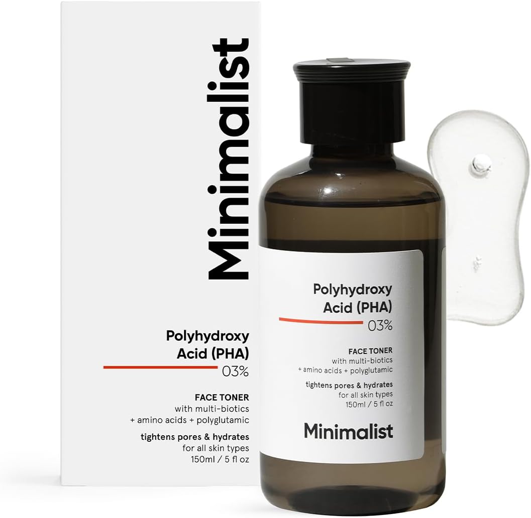 Minimalist PHA 3% Alcohol Free Face Toner, 150 ml | Pore Tightening & Mild Exfoliation For Oily, Acne Prone, Sensitive & Normal Skin |Transparent, 150 ml (Pack of 1)