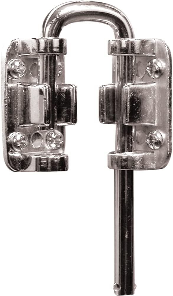 Prime-Line U 9846 Patio Sliding Door Loop Lock – Increase Home Security, Install Additional Child-Safe Security, 1-1/8 In. Hardened Steel Bar with Diecast Base, Nickel Plated (Single Pack)
