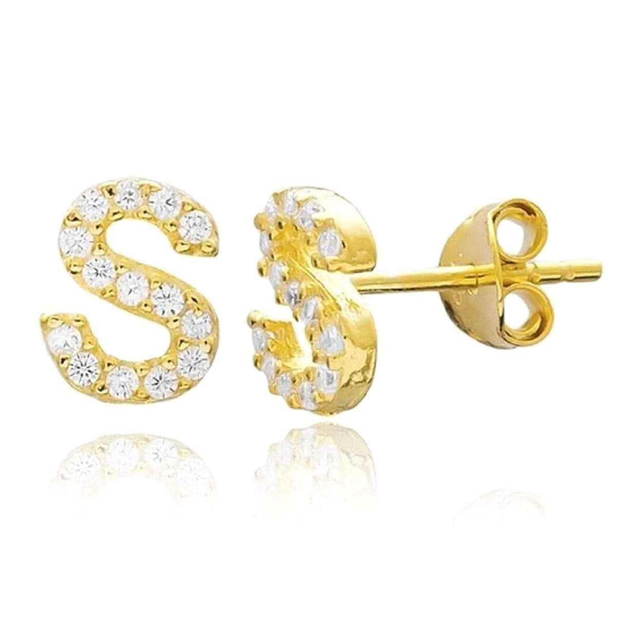 Gold Diamond Letter Earrings, 14k Solid Gold Diamond Initial Stud Earrings, Personalized Custom Letter Gold Earring, Diamond Letter Studs, Letter Earrings, Bridesmaid Gift, Jewee Diamond