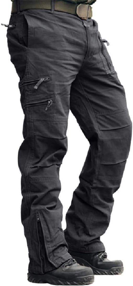MAGCOMSEN Mens Cargo Work Trousers Cotton Pants Outdoor Camping Hiking Loose Fit 30-40