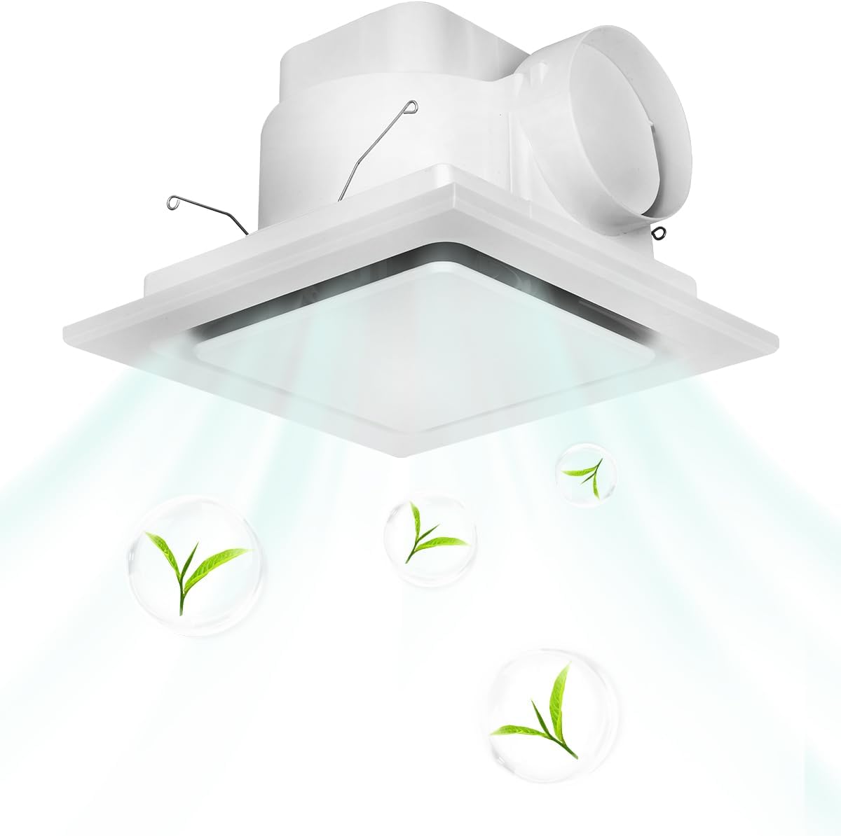 Bathroom Fan, 90CFM, 1.0 Sone, Quiet, White, Ideal for Hotel, Living Room, 4" Duct Square