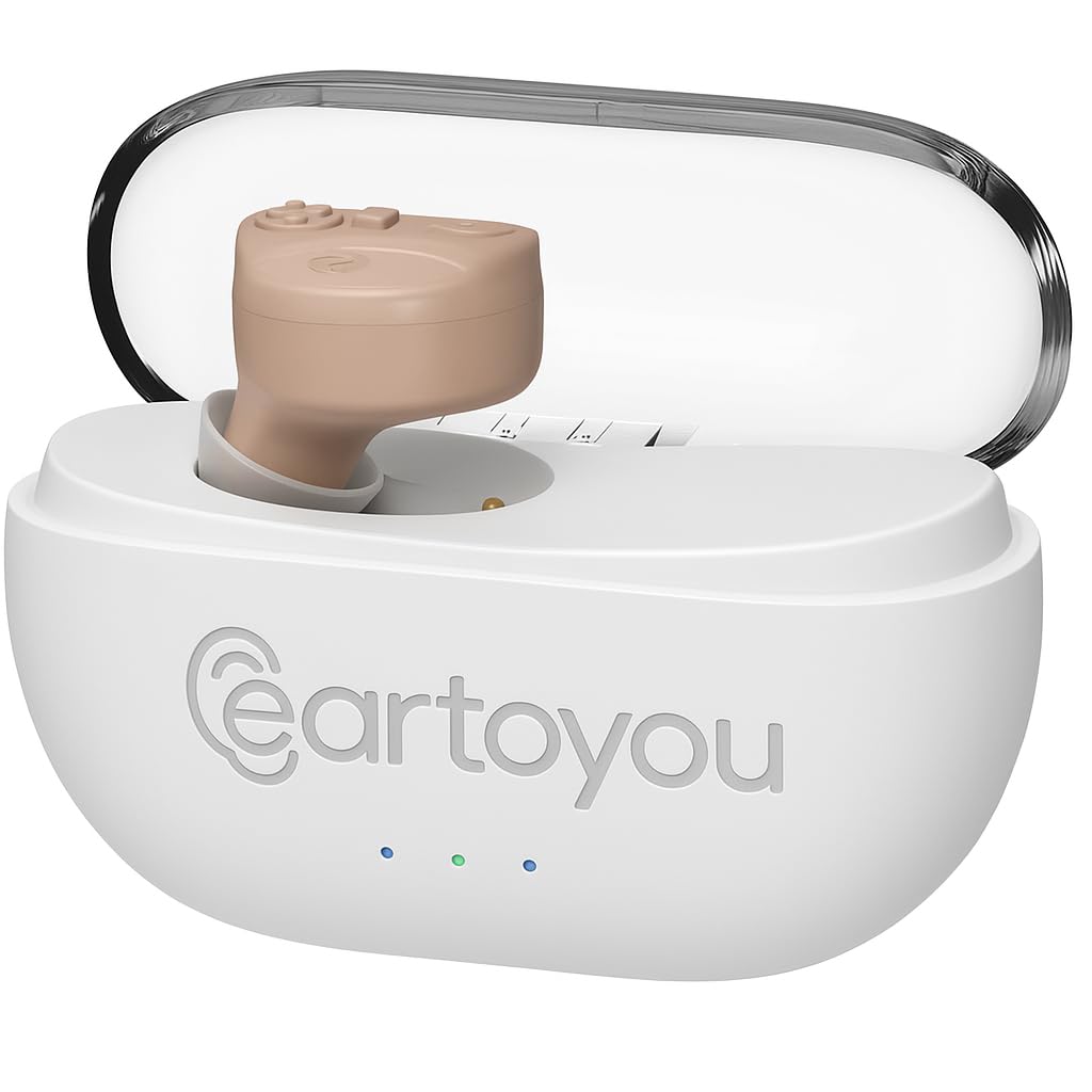 Invisible Rechargeable Hearing Amplifier for Adults - In-Ear Sound Enhancer with Noise Reduction & HD Voice Clarity, 30Hr Battery Life, Lightweight Comfort Fit (One-Button Control, Single Ear Use)
