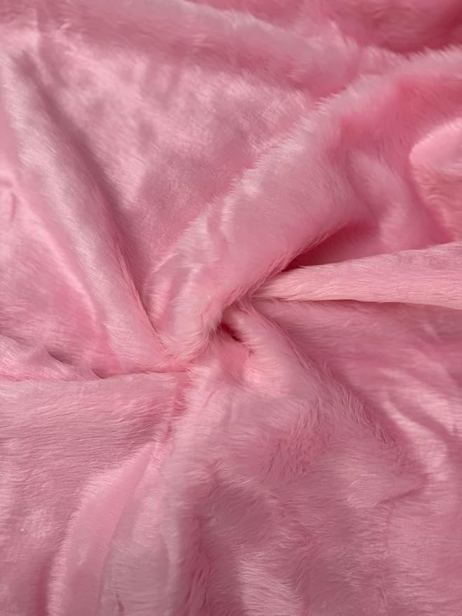 Plain Fun Faux Fur Fabric Material Baby Pink Blossom (Precut 1Mtr 150cm x 100cm)