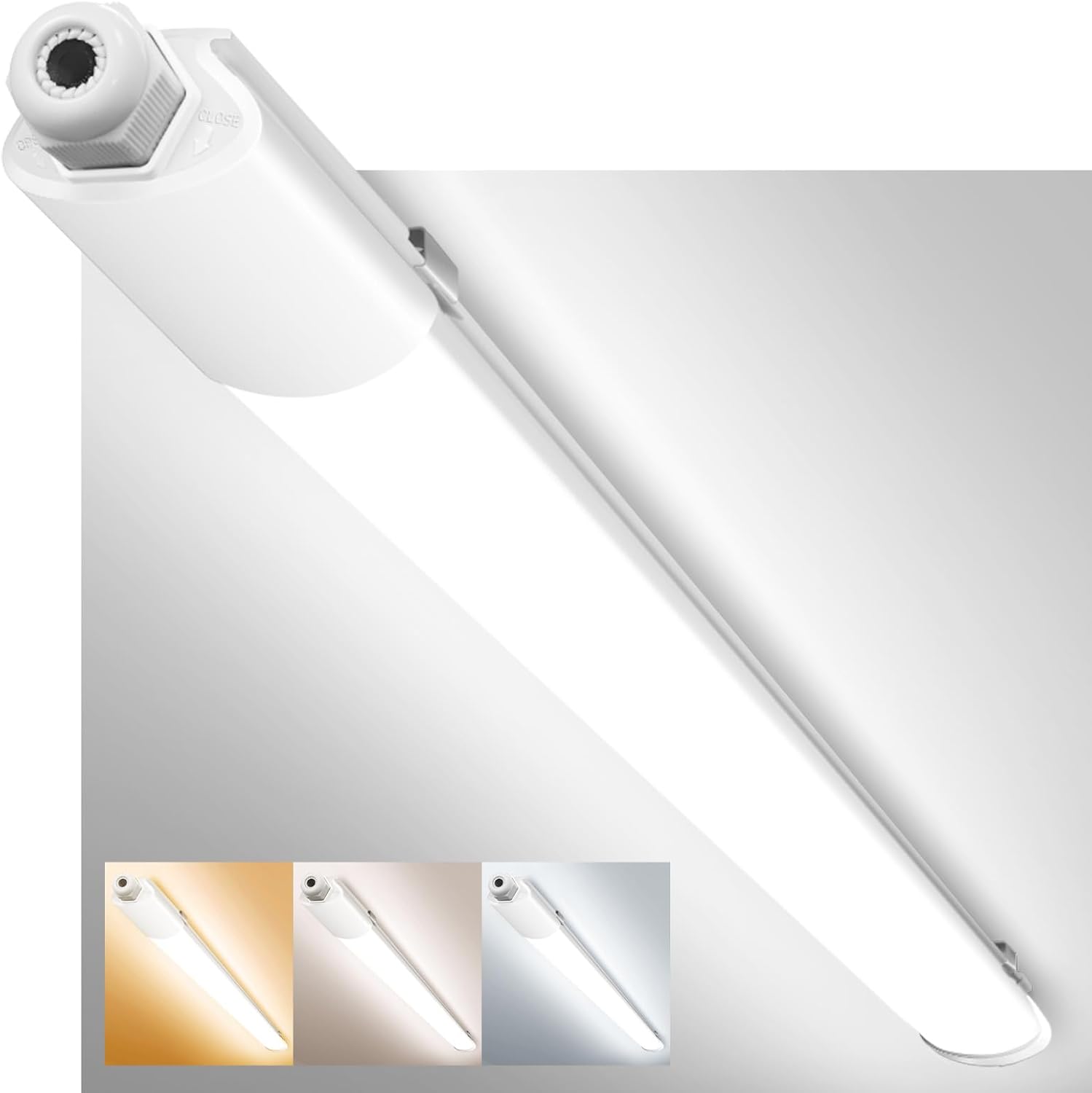 zemty 4FT LED Batten Lights 36W 3960LM Super Bright, 3000/4000/6500K Selectable Ceiling Mount Tube Lights, IP65 Waterproof Shed Garage Lightinging for Kitchen Office Workshop