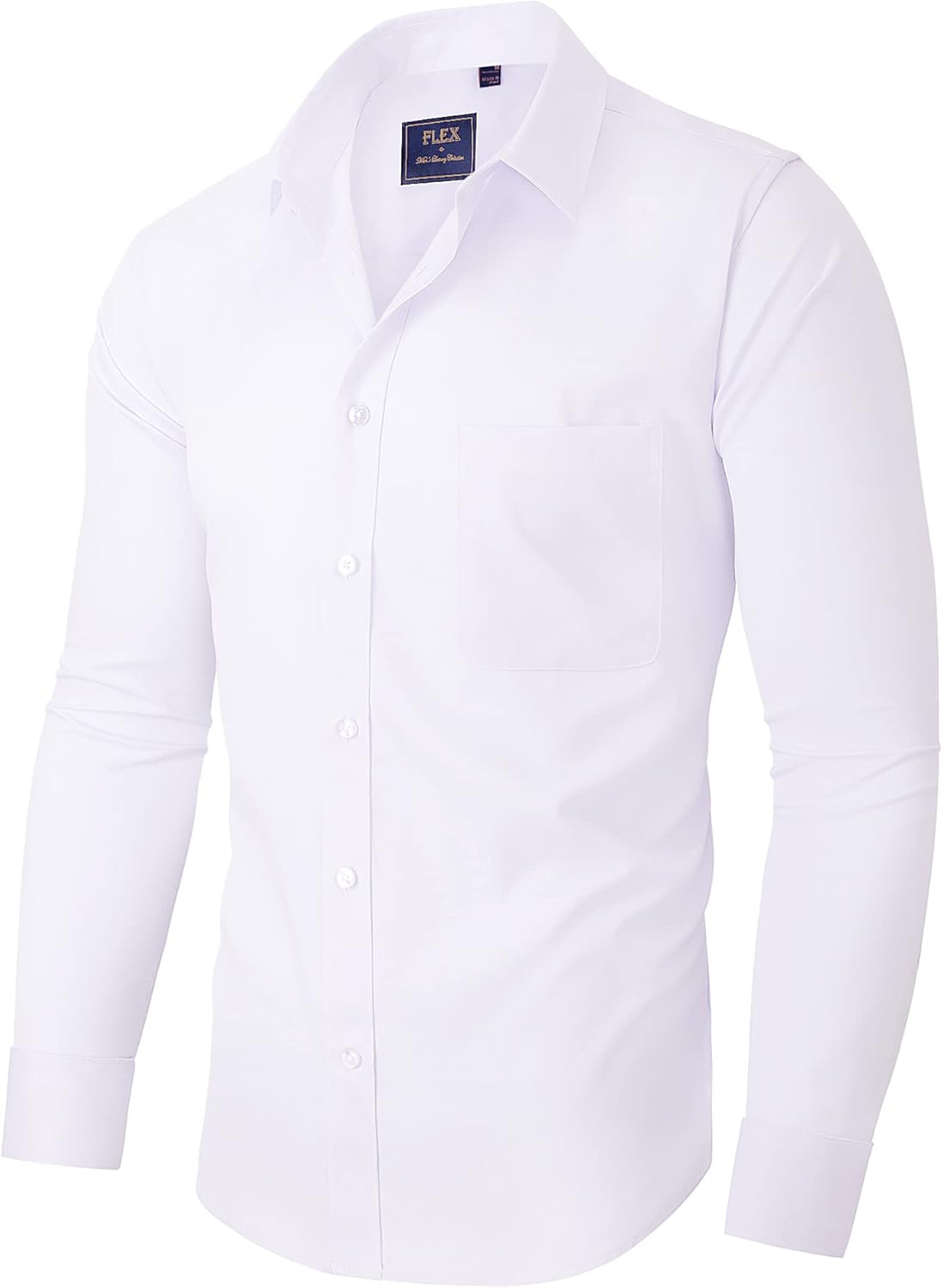 siliteelon Mens Shirts Non Iron Plain Men's Long Sleeve Regular Fit Stretch Dress Business Formal Shirt