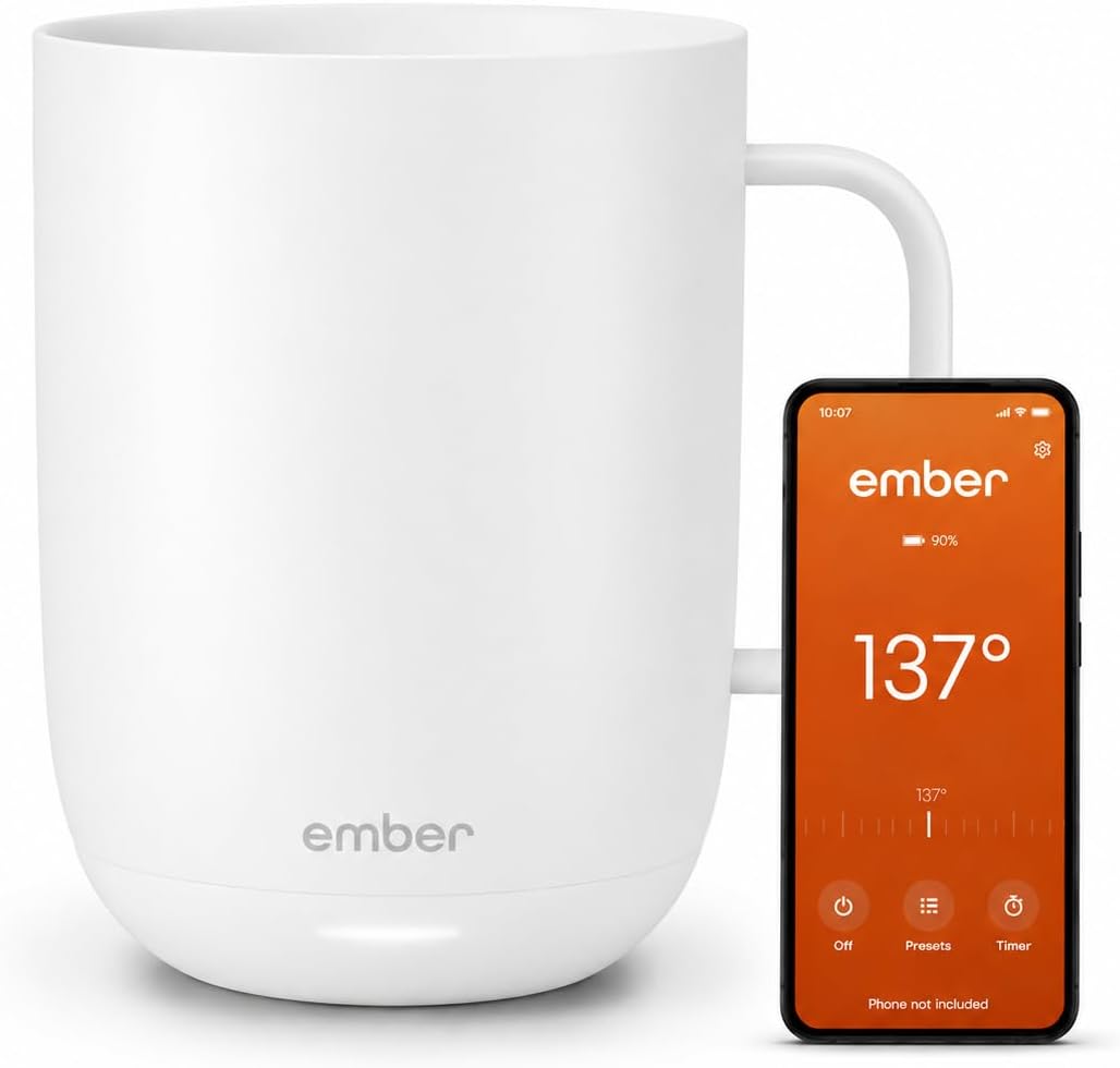 Ember Temperature Control Smart Mug 2, 14 Oz, App-Controlled Heated Coffee Mug with 80 Min Battery Life and Improved Design, White