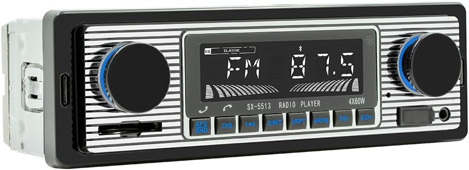 Classic Single Din Car Radio with Bluetooth BT,Car Stereo FM Radio,Hands Free Calling,Mp3 Player,Voice Control,USB,SD,AUX Port,Audio Recording,Remote Control,Audio System