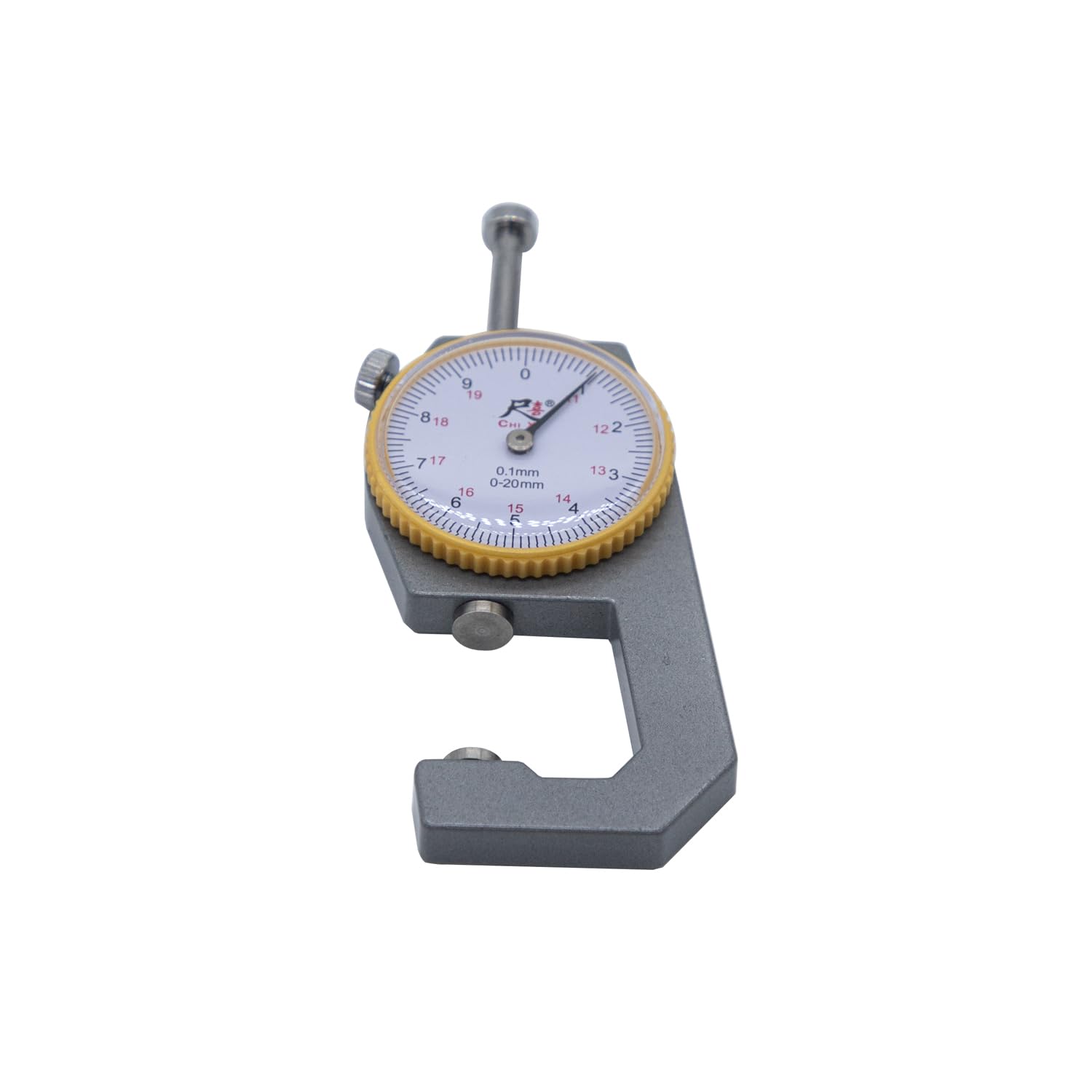 Dial Thickness Gauge 0-20mm | Precision Round Reading Indicator Measuring Tool with Flat Tips | Jewelry, Leather, Sheet Metal, Fabric, Paper Thickness Tester Tool